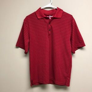 Red/black striped golf shirt